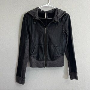 Young Fabulous & Broke Black and Gray Hooded Leather Jacket